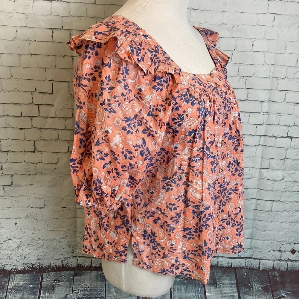 Cleobella Mariana Floral Positano Organic Cotton Blouse S Boho Romantic Feminine